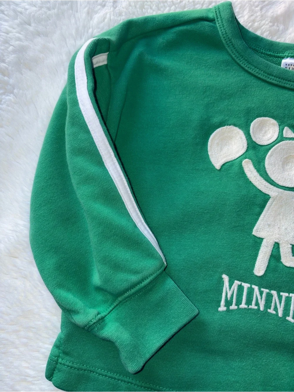 Baby Gap Disney Girls 2T Minnie Mouse Sweatshirt Green Stripes Embroidered